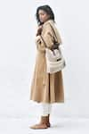 Buy_Kharakapas_Brown Heavy Twill Lapel Latte Trench Coat  _Online_at_Aza_Fashions