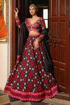 Shop_Neha Khullar_Black Chanderi Silk Hand Embroidered Sequin And Geometric Print Lehenga Set _Online_at_Aza_Fashions