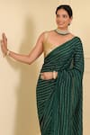 Buy_Esha Koul_Green Georgette Embellished Mukaish Work Sweetheart Neck Saree With Blouse _Online_at_Aza_Fashions