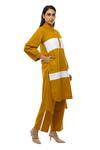 Buy Khat Yellow Mandarin Collar Mustard Panelled Dress Pant Set Online at Aza Fashions Buy_Khat_Yellow Mandarin Collar Mustard Panelled Dress Pant Set _Online_at_Aza_Fashions