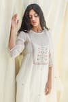 Buy_Tatwa_Ivory Handloom Cotton, Viscose, Silk Embroidery, Chanderi Kurta And Pant Set _Online_at_Aza_Fashions