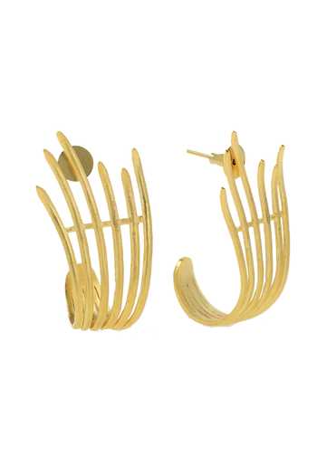 Buy_Ishhaara_Gold Plated Structured Stripe Pattern Earrings _Online_at_Aza_Fashions