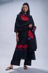 Buy_Taika by Poonam Bhagat_Black Chanderi Embroidered Floral Round A-line Tunic Set _Online_at_Aza_Fashions