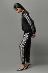 Shop_AK-OK_Black Crepe Abstract Pattern Boat Sleeve Sweatshirt And Joggers Set  _Online_at_Aza_Fashions