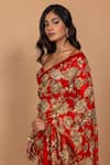 Buy_Varun Bahl_Red Organza And Embroidery Floral Pattern Saree With Blouse For Women_Online_at_Aza_Fashions