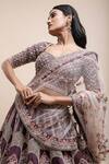 Buy_Kalighata_Purple Silk Cut Work, Embroidery, Raw Mughal Embellished Bridal Lehenga Set _Online_at_Aza_Fashions