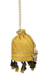 Buy_Miar Designs_Yellow Sequin Aadhya Silk Embroidered Potli Bag _Online_at_Aza_Fashions