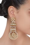 Shop_Just Shradha's_Gold Plated Artificial Stones Pearl And Kundan Earrings _at_Aza_Fashions