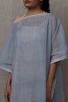Buy_Banana Labs_Multi Color Cotton Printed Stripe Asymmetric Kaftan With Stole _Online_at_Aza_Fashions