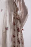 Buy_Label Shreya Sharma_White Chanderi Embroidery Keyhole Neck Placement Kurta And Flared Pant Set _Online_at_Aza_Fashions