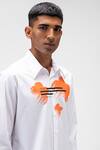 Buy_Genes Lecoanet Hemant_White Cotton Poplin Printed Abstract Floral Genes Orange Shirt _Online_at_Aza_Fashions