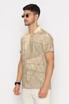 Buy_Lacquer Embassy_Beige Rayon Printed Linear Doodle Half Sleeve Shirt _Online_at_Aza_Fashions