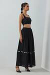 Buy_The Indian Cause_Black Chanderi Square Neck Zade Bralette With Skirt_Online_at_Aza_Fashions