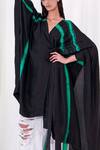 Buy_AK-OK_Black Cotton Tassels V-neck Shibori Pattern Angrakha And Trouser Set _Online_at_Aza_Fashions