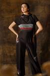 Buy_Eclat By Prerika Jalan_Black Silk, Chanderi, Organza Beads Turtle Neck Embroidered Jumpsuit _Online_at_Aza_Fashions