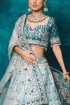 Buy_mehar_Blue Raw Silk Embroidery Resham Sweetheart Gota And Bridal Lehenga Set _Online_at_Aza_Fashions