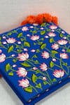 Buy_Purana Darwaza_Blue Wood Hand Painted Lotus Chowki _Online_at_Aza_Fashions