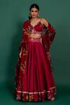 Buy_Varun Bahl_Fuchsia Lehenga And Blouse Chanderi & Dupatta Organza Print & Set  _at_Aza_Fashions