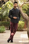 Buy_Raw & Rustic By Niti Bothra_Black Cotton Embroidery Mandarin Collar Kurta Shirt _Online_at_Aza_Fashions