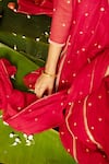 Buy_Deep Thee_Red Chanderi Embroidery Floral V Neck Sita Hand Angarkha Kurta Set _Online_at_Aza_Fashions