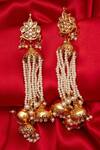 Shop Just Shradhas Gold Plated Pearl Jhumka Dangling Earrings Online at Aza Fashions Shop_Just Shradhas_Gold Plated Pearl Jhumka Dangling Earrings_Online_at_Aza_Fashions