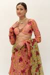 Shop_SANAM_Green Silk Chiffon Versailles Pre-stitches Ruffle Saree With Blouse_Online_at_Aza_Fashions