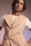 Buy_S&N by Shantnu Nikhil_Pink Cotton Embroidery Thread Waistcoat _Online_at_Aza_Fashions