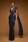 Buy_Neeta Lulla_Blue Tulle Sequins V-neck Nia Embellished Saree With Blouse _Online_at_Aza_Fashions