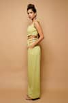 Buy_AHI Clothing_Green Imported Plain Scoop Neck Corset Top And Wide Leg Pant Set _Online_at_Aza_Fashions