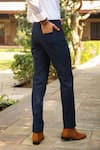 Buy_Raw & Rustic by Niti Bothra_Blue 100% Pure Supima Cotton With Natural Stretch Buttoned Hem Handcrafted Jeans _Online_at_Aza_Fashions