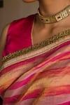 Buy_Shorshe Clothing_Gold Handloom Tissue Stripe Pattern Saree _Online_at_Aza_Fashions