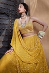 Shop_Kritika Dawar_Yellow Lehenga Chikankari Georgette Embroidery Mukaish Paisley Bridal Set _Online_at_Aza_Fashions