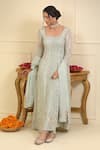 Buy_Esha Koul_Blue Georgette Embroidered And Embellished Chikankari Square Neck Anarkali Set _Online_at_Aza_Fashions