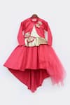 Buy_Fayon Kids_Coral Net, Silk Sequins High Low Hem Gown With Jacket _Online_at_Aza_Fashions