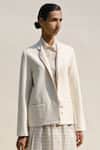 Buy_Urvashi Kaur_Off White Handloom Cotton Collared Sabi Notched Lapel Jacket _Online_at_Aza_Fashions