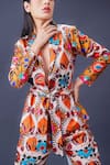 Buy_FUGA_Multi Color French Cotton Print Abstract Lapel Leafy Tango Blazer And Pant Set _Online_at_Aza_Fashions