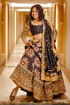 Buy_Mayyur Girotra Couture_Black Silk Embroidered Zari Round Nargis Lehenga Set  _at_Aza_Fashions