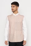 Buy_Lacquer Embassy_Peach 100% Cotton Geometric Pattern Hare Shirt _Online_at_Aza_Fashions