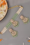 Buy_Swabhimann_Green Beads, Diamonds Multi-layered Choker Set _Online_at_Aza_Fashions