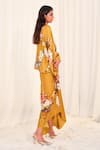 Buy_AK-OK_Yellow Silk Print Ostrich Round Neck Floral Top With Drape Skirt  _Online_at_Aza_Fashions