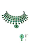 Buy Ishhaara Green Stones Carved Floral Embellished Choker Necklace Set Online at Aza Fashions Buy_Ishhaara_Green Stones Carved Floral Embellished Choker Necklace Set _Online_at_Aza_Fashions