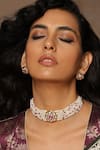 Shop Swabhimann Red Diamonds, Stones Pearl Embellished Choker Set Online at Aza Fashions Shop_Swabhimann_Red Diamonds, Stones Pearl Embellished Choker Set _Online_at_Aza_Fashions