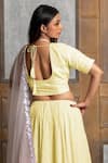 Buy_Monk & Mei_Yellow Chikankari Rayon Hand Embroidered Mallika Sunshine Lehenga Set _Online_at_Aza_Fashions