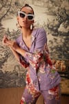 Buy_Kalista_Purple Viscose Moss Printed Botanical Notched Pattern Blazer And Pant Set _Online_at_Aza_Fashions