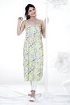 Buy_House Of TA-YA_Off White Chanderi, Cotton, Lycra Round Neck Shirt Pant Set _Online_at_Aza_Fashions