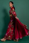 Buy_Varun Bahl_Fuchsia Chanderi Floral Print Anarkali Jacket And Pant Set_Online_at_Aza_Fashions