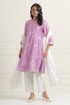 Buy_Ikshita Choudhary_Purple Chanderi Silk Flared Embroidered Kurta_Online_at_Aza_Fashions