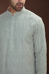 Buy_Kasbah_Grey Silk Embroidered Chikankari Work Kurta Set _Online_at_Aza_Fashions