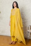 Buy_TATWA_Yellow Kurta Handloom Chanderi Sequin Placement And Pant Set  _Online_at_Aza_Fashions