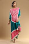 Buy_Etasha by Asha Jain_Green Gajji Silk Draped Bandhani Kaftan_Online_at_Aza_Fashions